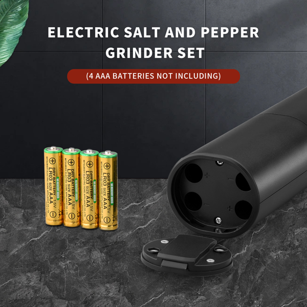 电动盐与胡椒磨器套装，可调节粗细，电池供电，厨房调味工具，适用于厨房，送礼-4