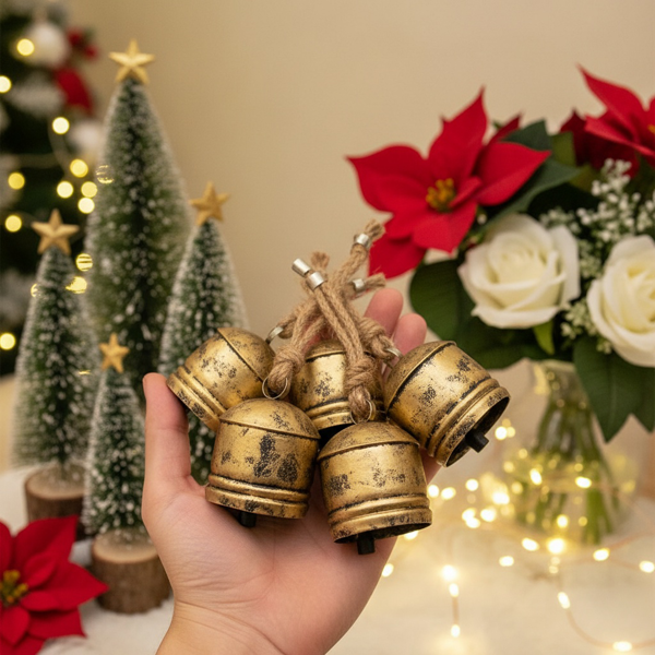 4件套圣诞钟装饰品4.5x6.1“铁制悬挂装饰品节日派对树装饰品FBA发货-6