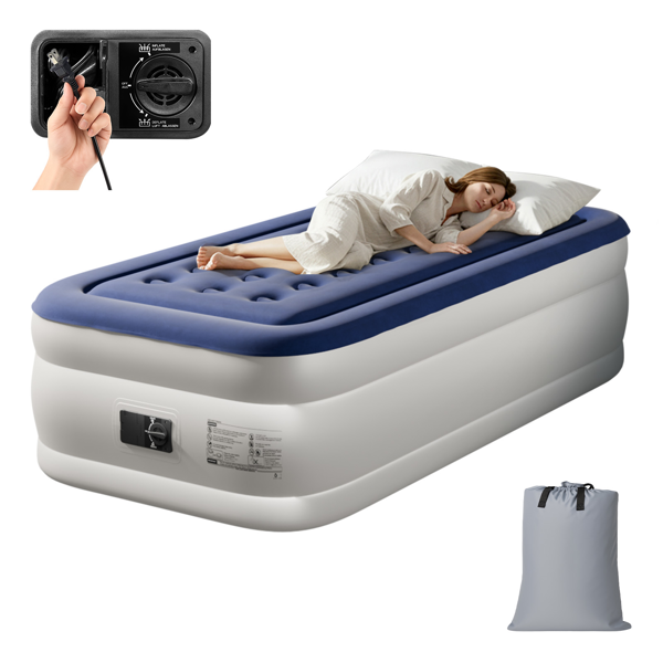 75*39*18in 植绒床面 PVC围带&底部 蓝色+白色 野营床垫 充气 带收纳袋 杯洞 美规插头 100kg-17