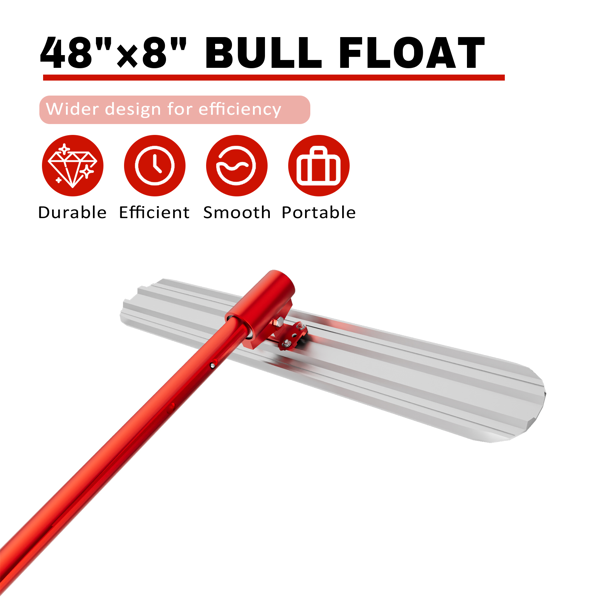 牛角抹子混凝土工具套装，48英寸×8英寸镁铝合金混凝土抹子配4个可组合手柄，带携带工具箱的混凝土牛角抹子，抹灰刀，混凝土收面专用牛角抹子套装-2