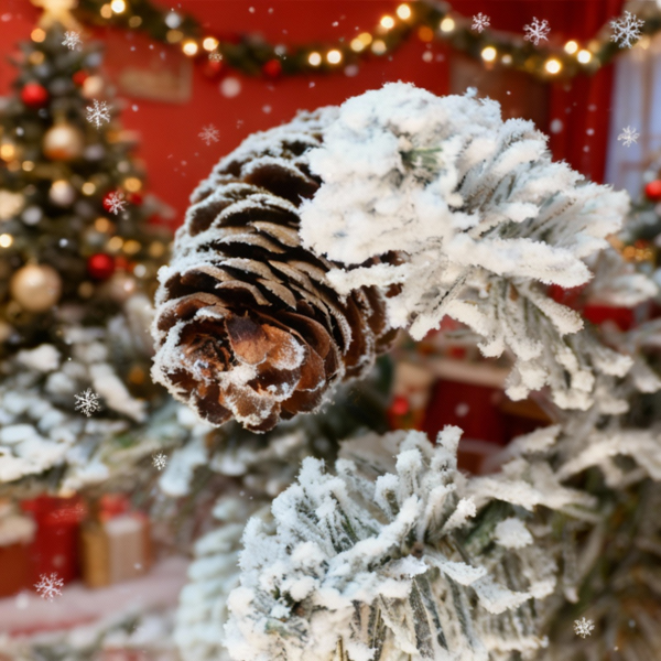 2英尺植绒圣诞树带花盆底座189尖端30个暖白色LED灯PE+PVC人造植物树枝带3个松果节日树桌面家居派对装饰FBA发货-6