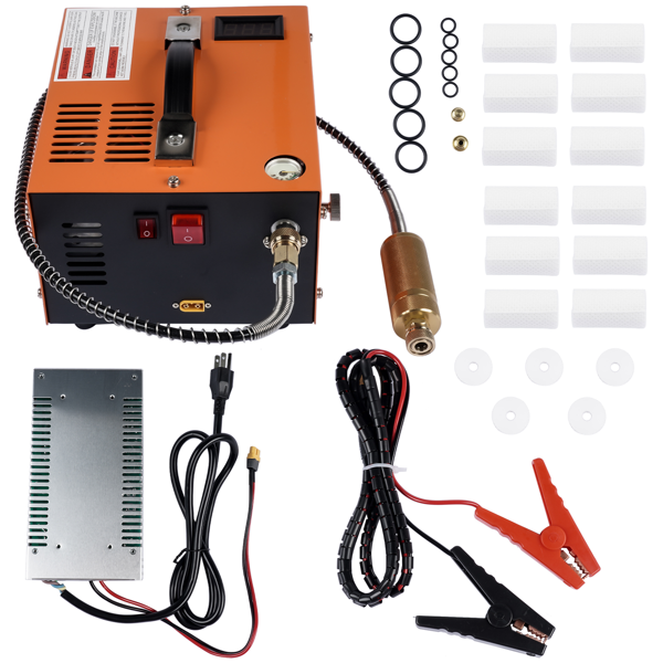 空气压缩机 Orange Air Compressor w/ Converter 4500PSI 30MPA Supports 12V-110V Power Supply-7