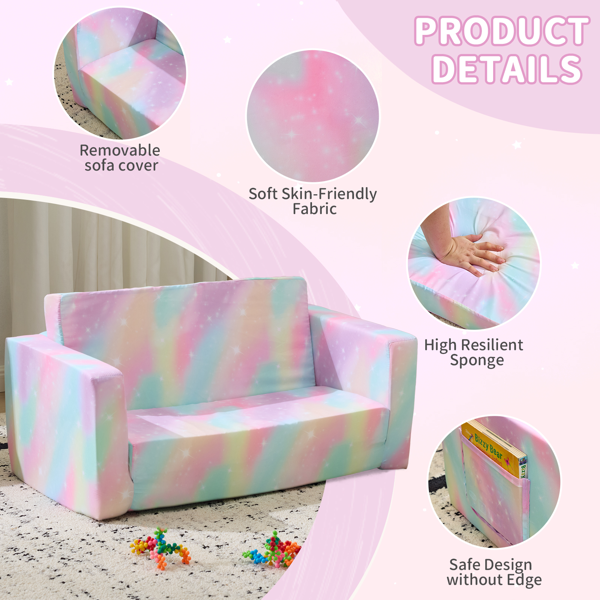 1pcs 全海绵 儿童双人折叠式沙发床 儿童沙发 喷绘 斜桃布 KS-002-2
