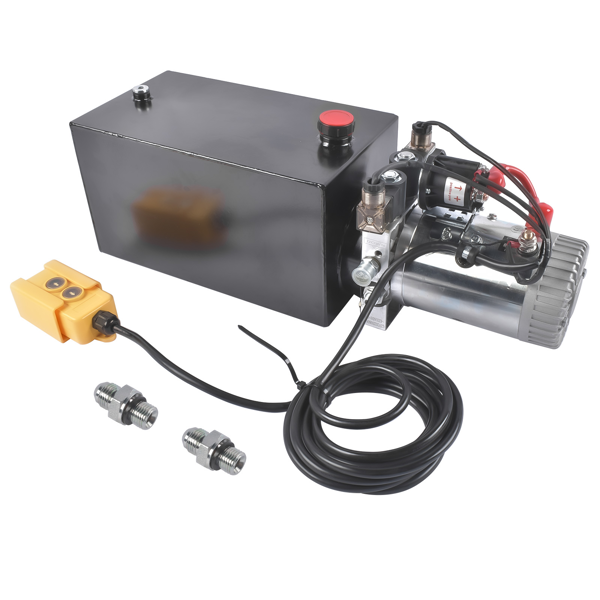 液压泵 DC 12V Electric Hydraulic Pump Unit Metal Reservoir Double Acting 10 Quart-7