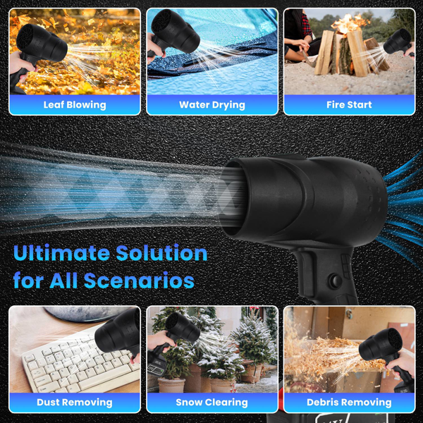 （物流随机发，自提可发加拿大）130000转/分钟无线迷你吹风机，1000W强劲电机搭载涡轮增压技术（550克风压/600克吹力），64毫米出风口设计，轻松清理重型碎屑-8