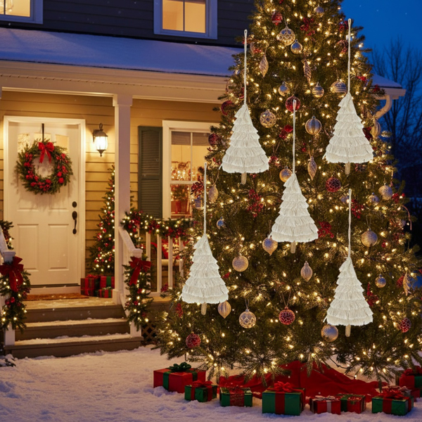 6件套圣诞树装饰品4.3x7.5英寸流苏树形悬挂装饰圣诞树装饰家居节日展示FBA发货-10