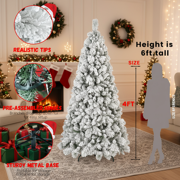 4英尺人造植物350个尖端植绒圣诞树雪PVC树枝稳定金属支架易于安装圣诞树节日装饰FBA发货-7