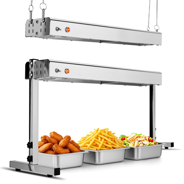 美规 HT-24H 110V 750W 食物保温台 银色 不锈钢 吊式+立式两用 电动 带链条和支撑支架-2