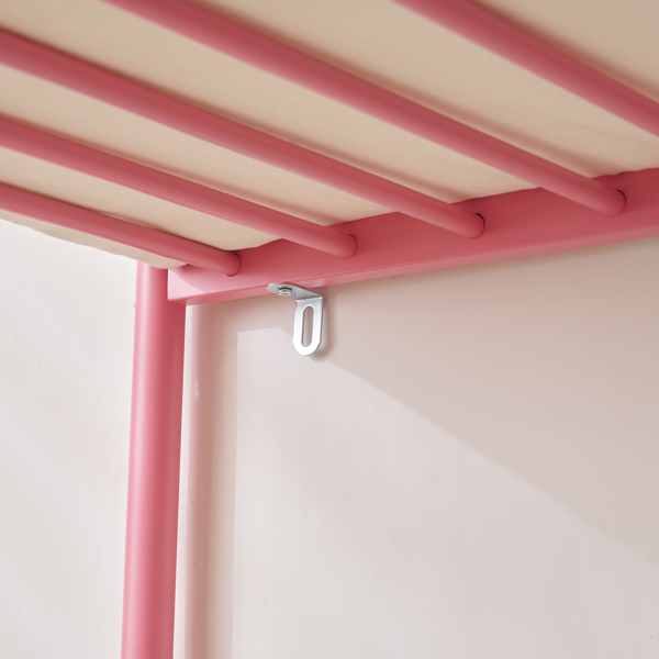 【同款编码：21202464】粉色 Twin 双层圆立柱横管护栏竖直梯 铁床 美国-4