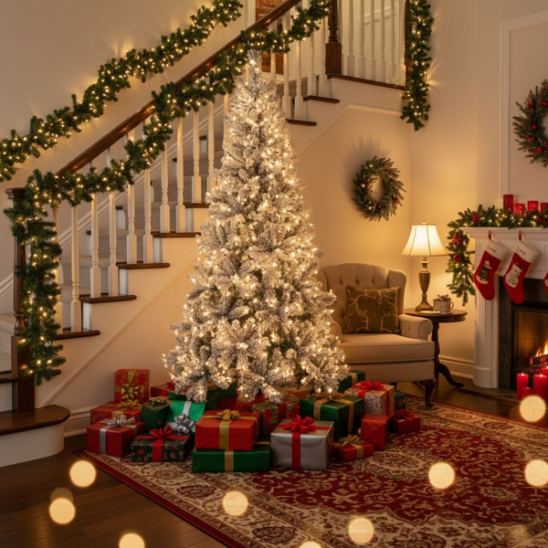 4英尺人造植物350个尖端植绒圣诞树雪PVC树枝稳定金属支架易于安装圣诞树节日装饰FBA发货-10