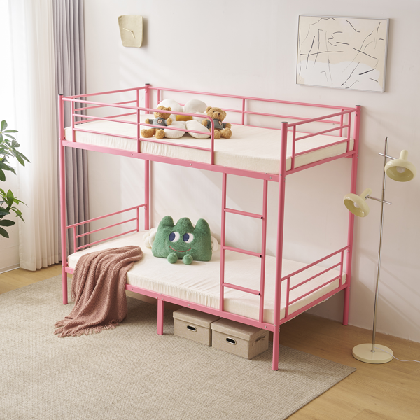 【同款编码：21202464】粉色 Twin 双层圆立柱横管护栏竖直梯 铁床 美国-12