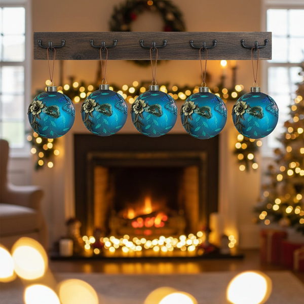 6件套3.9英寸圣诞球装饰品节日树装饰品玻璃吊球彩色装饰派对用品FBA发货-7