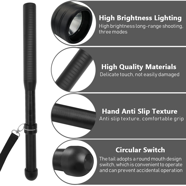 USB可充电LED手电筒3模式户外露营徒步手电筒套装-7