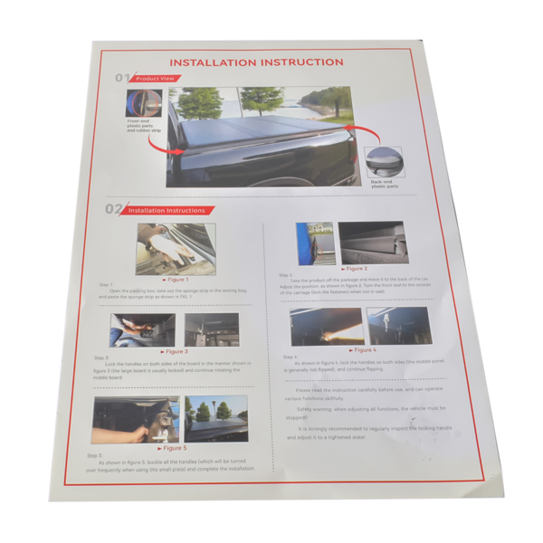 尾箱盖 5FT Hard Folding Tonneau Cover Truck Bed Tri-Fold Replacement for 2019-2024 Ford Ranger Waterproof-8