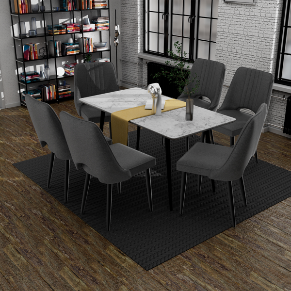 餐椅套装（4张），带靠背厨房椅，PU皮革材质，适用于客厅、休闲区及吧台的餐厅座椅-4