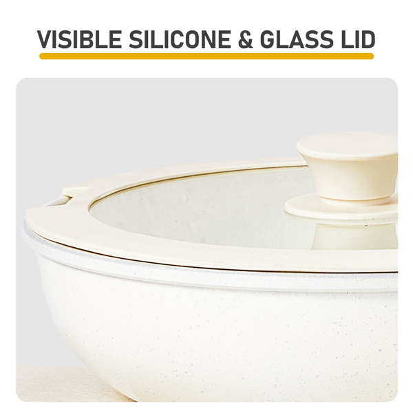 22件 六锅三盖 可拆卸手柄 烹饪锅具 米白色 带28cm汤锅 铝锅套装-8