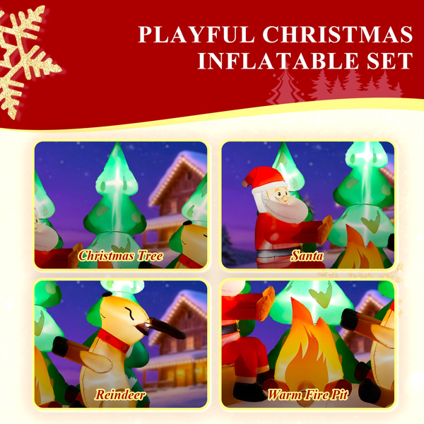 9FT 烤火圣诞老人小鹿 9颗白光LED  190D涤纶  圣诞充气装饰 12V 12V,2000mA 美规-3