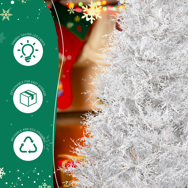 7ft 白色 枯枝树 自动树 PE  1218枝头 400皮线灯无极灯 圣诞树 30V 6W 美规-10