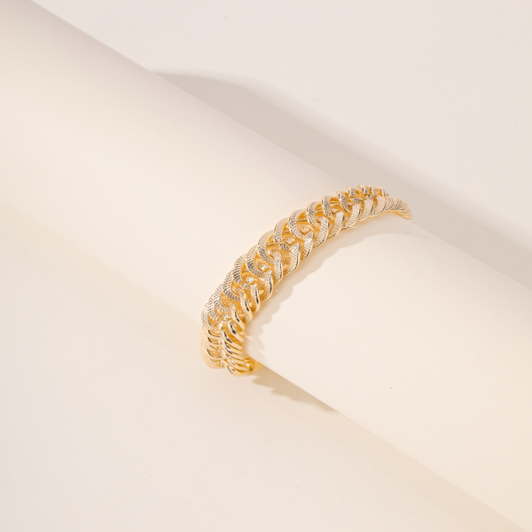 一款优雅高端的中东斋月风格金属雕花双编织密集链条女士流行度假风格脚链-1