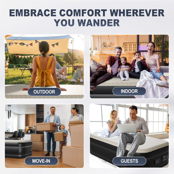 75*39*18in 海绵植绒床面 PVC围带&底部 米黄色+黑色 野营床垫 充气 带收纳袋 美规插头 100kg-16