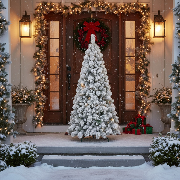 4英尺人造植物350个尖端植绒圣诞树雪PVC树枝稳定金属支架易于安装圣诞树节日装饰FBA发货-12