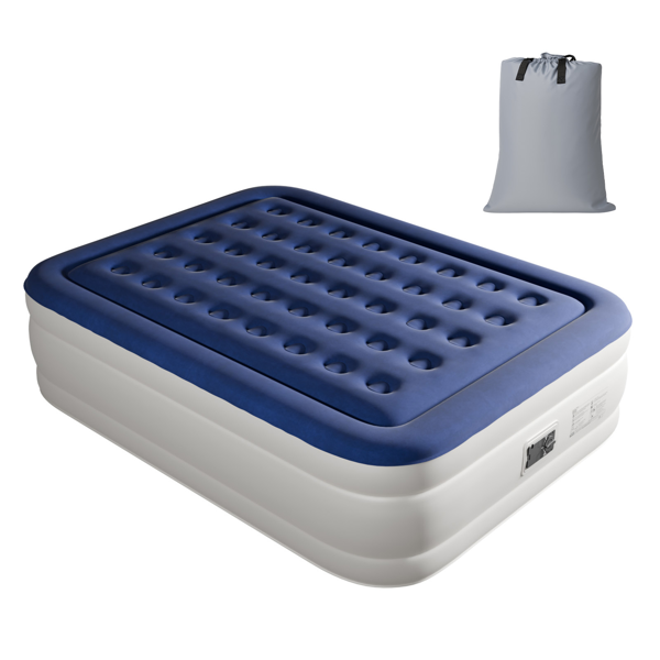 80*60*18in 植绒床面 PVC围带&底部 蓝色+白色 野营床垫 充气 带收纳袋 杯洞 美规插头 200kg-8