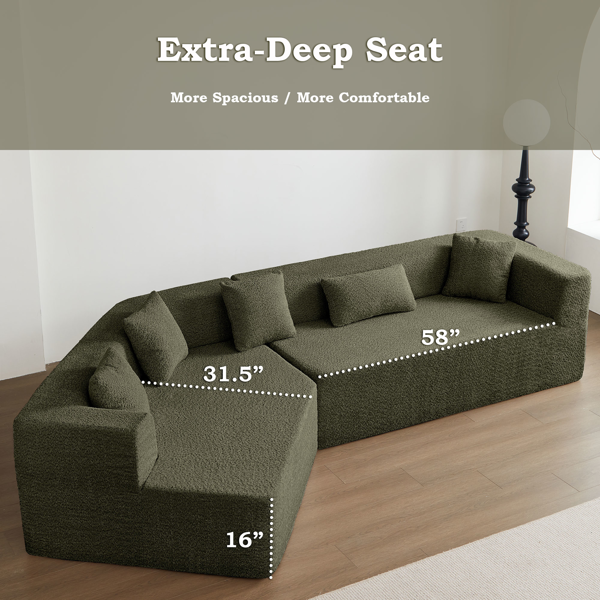 127.5'' Modern Minimalist Sofa With Deep Seat,No Assembly Needed-6