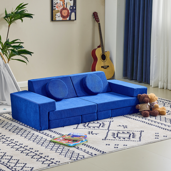 1pcs 全海绵 十四片模块设计 可自由组合 儿童沙发 蓝色 灯芯绒 KS-009-7