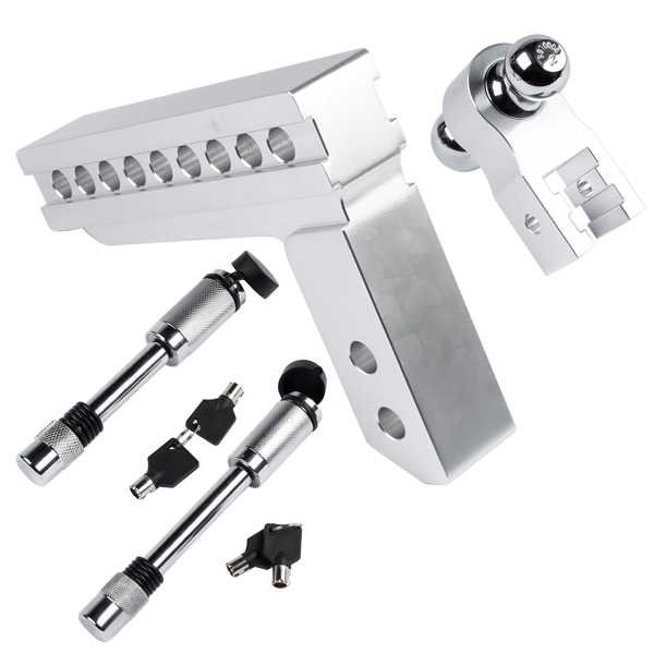 拖车挂接装置 Fits 2" Receiver Trailer Hitch Adjustable 8" Drop/Rise 12500 LBS 2" & 2-5/16" Ball w/Anti-Theft Hitch Pin-4