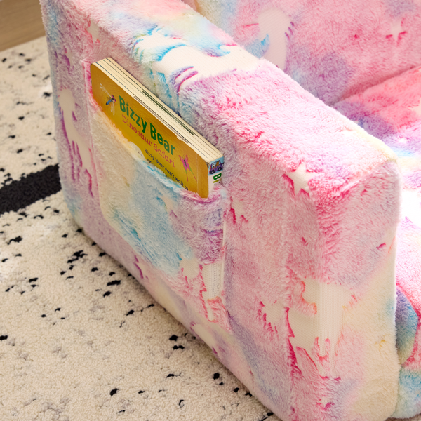 1pcs 全海绵 儿童单人折叠式沙发床 夜光 儿童沙发 粉色独角兽 法兰绒 KS-004-8