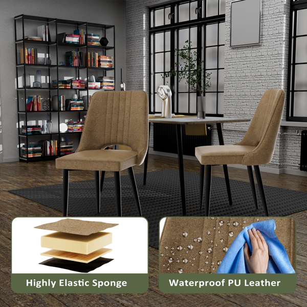 餐椅套装（4张），带靠背厨房椅，PU皮革材质，适用于客厅、休闲区及吧台的餐厅座椅-6