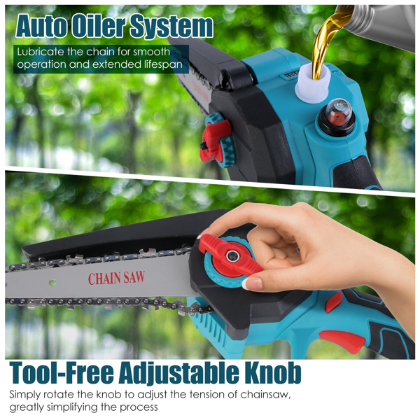 （物流随机发，自提可发加拿大）-2合1无线伸缩杆链锯及手持链锯，最大切割直径4.72英寸，配备无刷电机，5.3-7.4英尺可伸缩杆，适用于树枝/劈柴作业-10