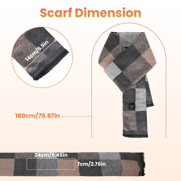 （物流随机发，自提可发加拿大）-加热颈围  暖感加热围巾，USB电源供电，3档温控模式，柔软亲肤可机洗，冬季露营/钓鱼必备-6