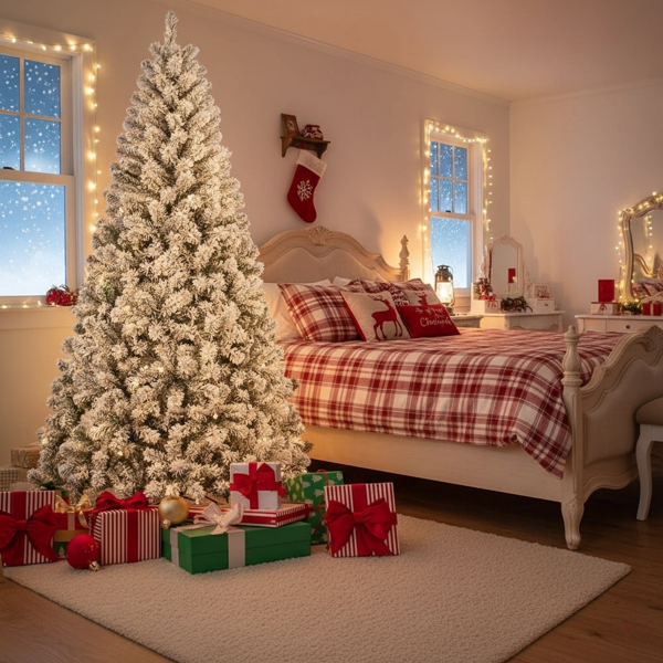 4英尺植绒圣诞树233尖头PVC人造植物坚固金属支架家居/办公室/公寓派对装饰FBA发货-10