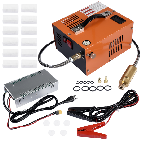 空气压缩机 Orange Air Compressor w/ Converter 4500PSI 30MPA Supports 12V-110V Power Supply-8