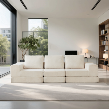 108'' Modular Sectional 3-Seater Cloud Sofa,Corduroy Convertible Sofa Bed ,living room.