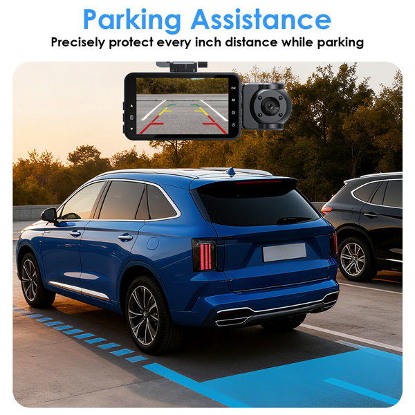 （物流随机发，自提可发加拿大）-三通道行车记录仪套装，配备1080P全高清前置摄像头（140°广角视野）及480P车内/后置摄像头，提供360°全方位车辆防护，支持画中画显示功能，清晰记录碰撞证据。-2