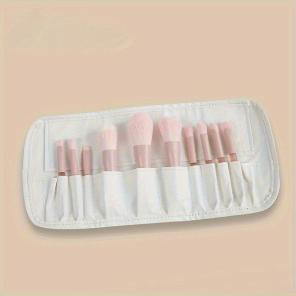 10PC迷你化妆刷套装，配有迷你化妆刷包-桃子半糖化妆刷初学者，包括腮红和粉刷，便携式美容工具，亚马逊物流发货-3