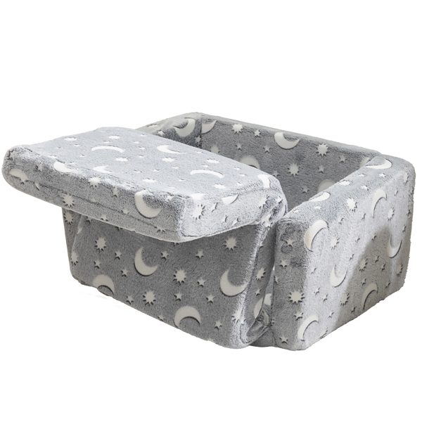 1pcs 全海绵 儿童单人折叠式沙发床 夜光 儿童沙发 浅灰星月 法兰绒 KS-003-4