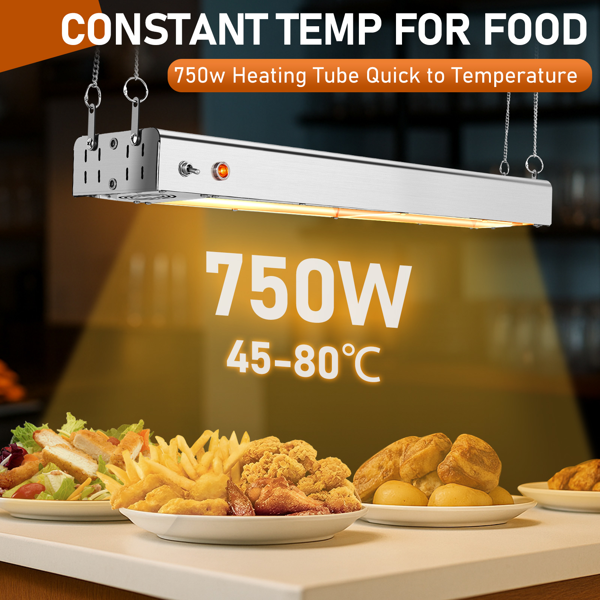 美规 HT-24H 110V 750W 食物保温台 银色 不锈钢 吊式+立式两用 电动 带链条和支撑支架-6