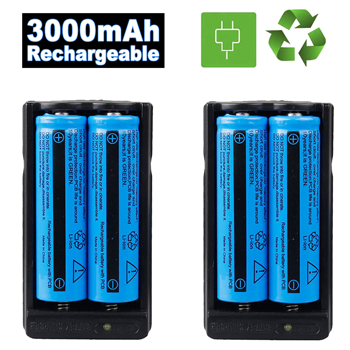 （2套）2块3000mah 18650可充电电池+ 1个双充电器套装，适用于手电筒和头灯(TK/TMEU下自提)