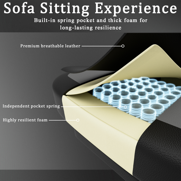 带袋装弹簧坐垫和脚凳的游戏椅，成人人体工学电脑椅，透气PU皮游戏椅，可调节头枕和腰部支撑办公桌椅-2