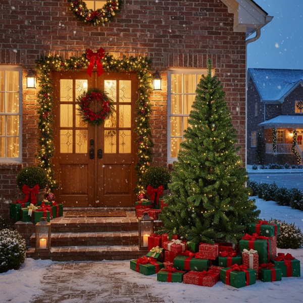 6英尺圣诞树带500个PVC尖头绿色人造植物铰链结构金属支架假日装饰，适用于办公室家庭派对装饰FBA发货-2