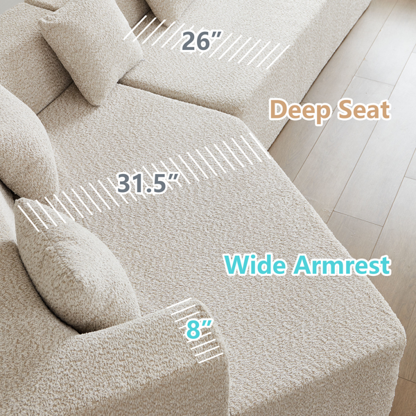 127.5'' Modern Minimalist Sofa With Deep Seat,No Assembly Needed-11