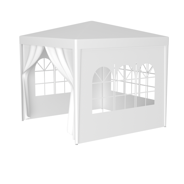 3*3m 4片面（两个门）,螺旋管 凉棚 白色 PE布, 10'x10'派对帐篷 4 面可拆, 户外 重型凉亭,婚礼帐篷 喷塑铁管-5