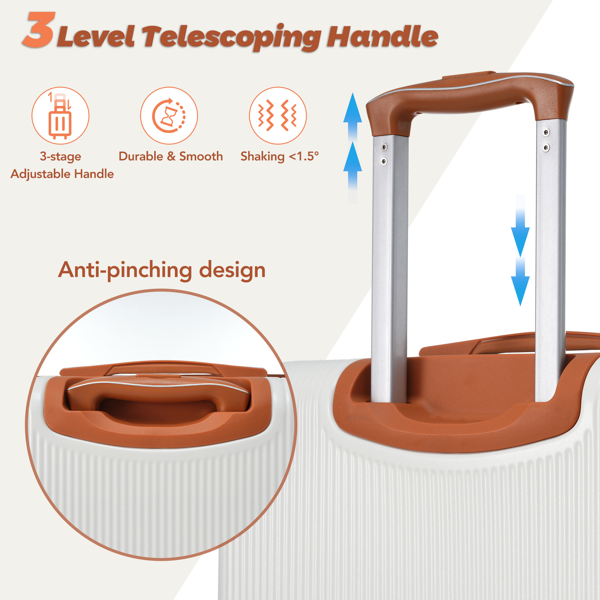硬壳行李箱套装 3 件套三合一手提随身行李箱 拉杆箱 22x14x9 航空认可，双旋转轮带 TSA 锁，适用于 男性女性，白色（20 英寸）-12