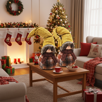2PCS圣诞节侏儒装饰套装，可爱的秋季侏儒雕像，用于圣诞节感恩节餐桌装饰FBA发货