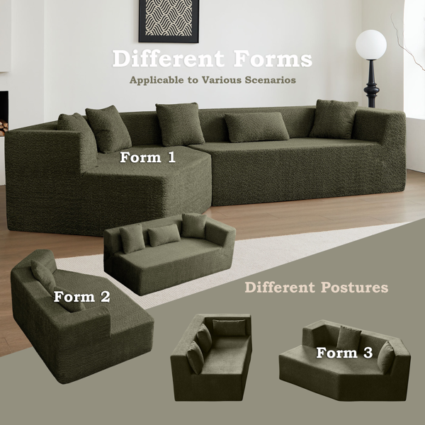 127.5'' Modern Minimalist Sofa With Deep Seat,No Assembly Needed-5