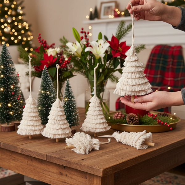 6件套圣诞树装饰品4.3x7.5英寸流苏树形悬挂装饰圣诞树装饰家居节日展示FBA发货-14