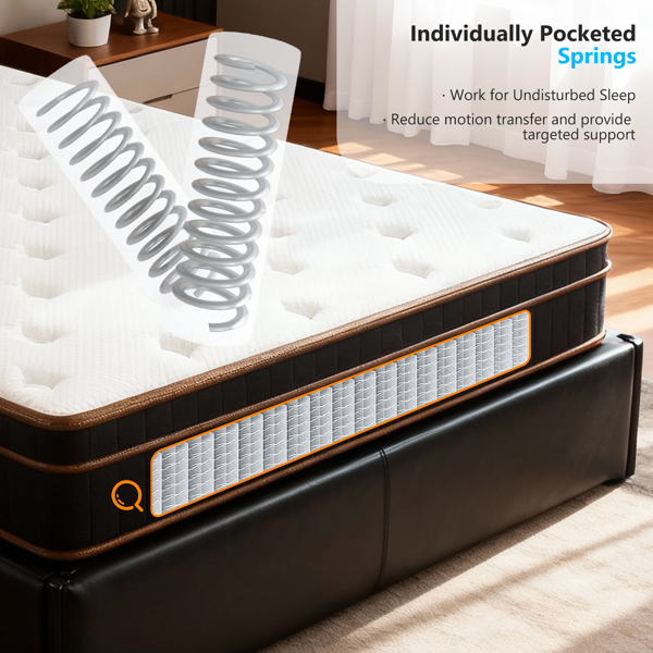 12 inch Twin 黑金色边带白色面层 弹簧垫 床垫 美国-5